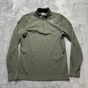 Gymshark Men's Arrival 1/4 Zip Pullover Long Sleeve Shirt Green Size S